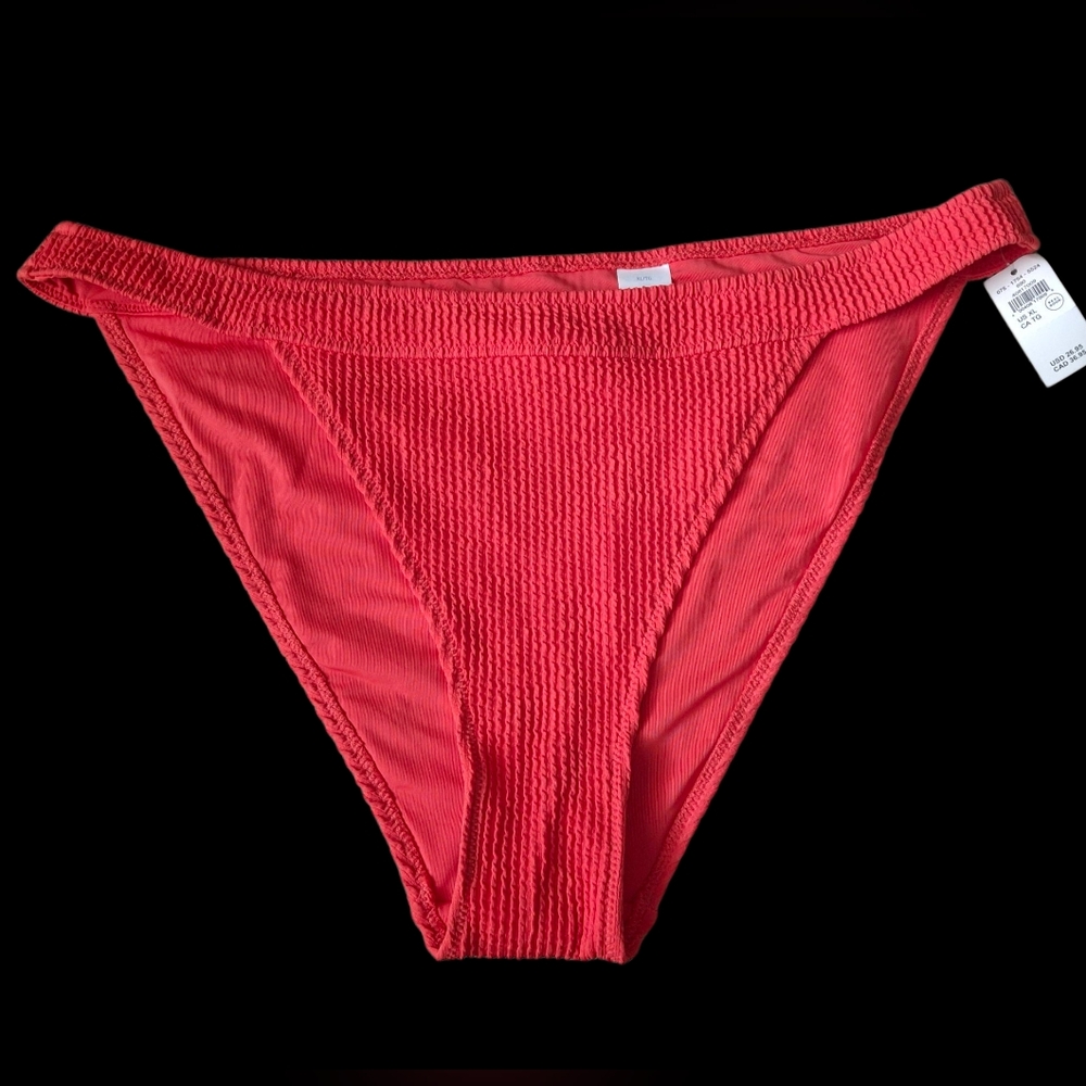 Aerie Coral Textured Bikini Bottom- NWT